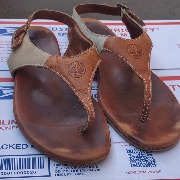 Timberland Earthkeepers Women’s Brown Leather Ankle Strap Thong Sandals Size 8M - Picture 9 of 13